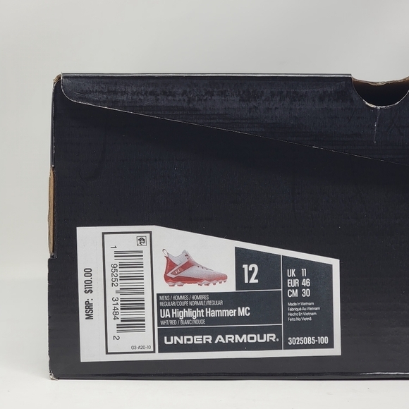 Under Armour UA Highlight Hammer MC Mid Football Cleats 3025085-100 Mens Size 12 - Picture 7 of 10